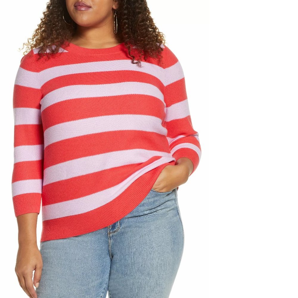 Halogen X Atlantic-Pacific Three Quarter Sleeve Sweater